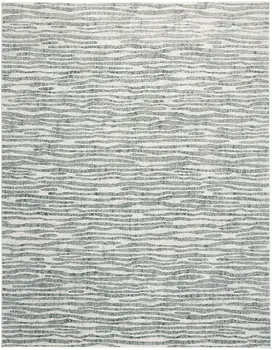5' X 8' Gray Green And Ivory Striped Distressed Stain Resistant Area Rug