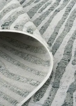 2' X 3' Gray Green And Ivory Striped Distressed Stain Resistant Area Rug