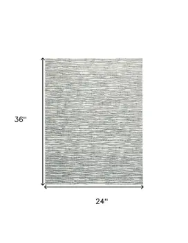 2' X 3' Gray Green And Ivory Striped Distressed Stain Resistant Area Rug