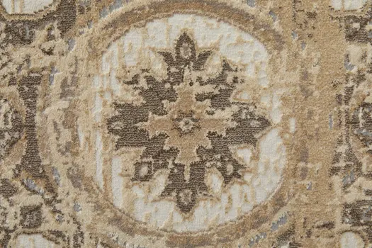 4' X 6' Tan Brown And Gray Power Loom Distressed Area Rug