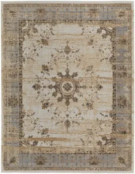 8' X 10' Tan Brown And Gray Power Loom Distressed Area Rug