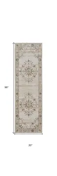 8' Brown and Ivory Oriental Power Loom Distressed Runner Rug