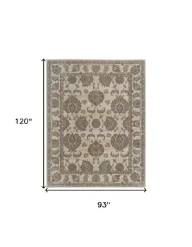8' X 10' Tan Ivory And Brown Power Loom Area Rug