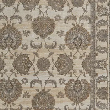 8' X 10' Tan Ivory And Brown Power Loom Area Rug
