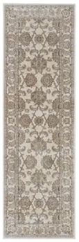 8' Brown and Ivory Oriental Power Loom Distressed Runner Rug