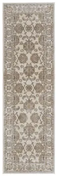 8' Brown and Ivory Oriental Power Loom Distressed Runner Rug