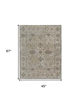 4' X 6' Ivory Tan And Gray Power Loom Area Rug