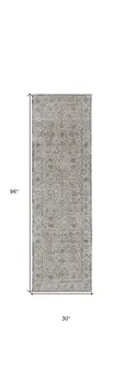 8' Brown and Ivory Oriental Power Loom Distressed Runner Rug