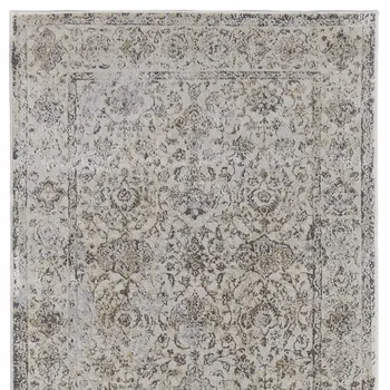 8' Brown and Ivory Oriental Power Loom Distressed Runner Rug