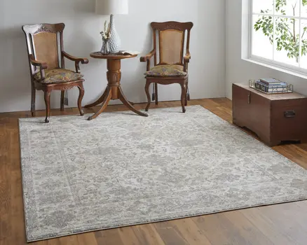 2' X 3' Ivory Tan And Gray Power Loom Area Rug