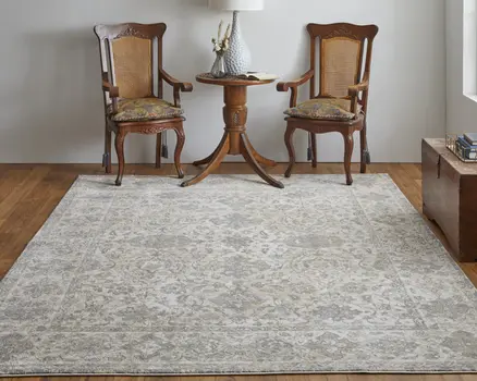 2' X 3' Ivory Tan And Gray Power Loom Area Rug