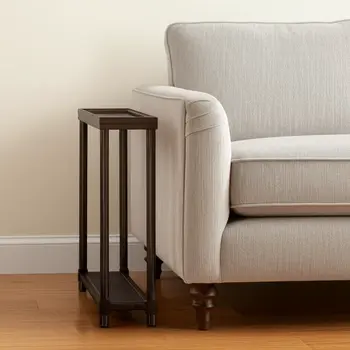 Set of Two 24" Espresso Solid Wood End Tables With Shelf