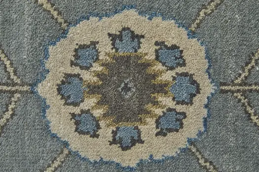 2' X 3' Gray and Ivory Wool Floral Hand Knotted Area Rug