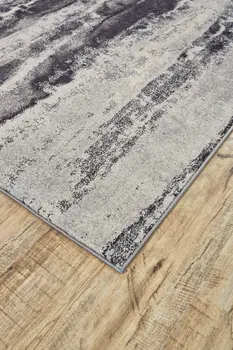 2' X 3' Gray And Black Abstract Stain Resistant Area Rug