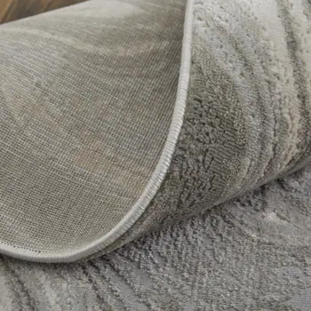 2' X 3' Gray Ivory And Silver Abstract Stain Resistant Area Rug