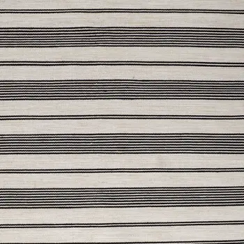 2' X 3' Black And White Striped Dhurrie Hand Woven Stain Resistant Area Rug