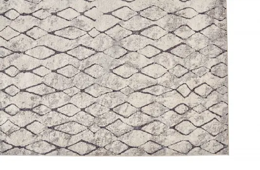 2' X 3' Ivory Gray And Taupe Abstract Stain Resistant Area Rug