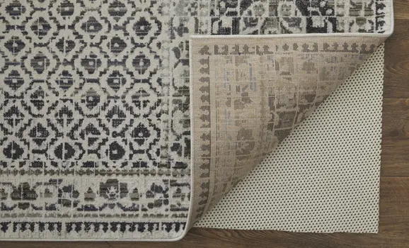 2' X 3' Ivory Taupe And Gray Abstract Stain Resistant Area Rug