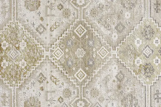 2' X 3' Gold And Ivory Floral Stain Resistant Area Rug