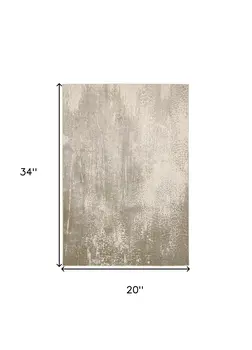 2' X 3' Ivory Gray And Gold Abstract Stain Resistant Area Rug