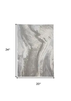 2' X 3' Gray and Ivory Abstract Power Loom Area Rug