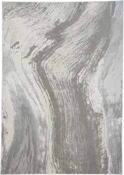 2' X 3' Gray and Ivory Abstract Power Loom Area Rug