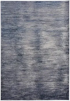 2' X 3' Gray and Ivory Striped Power Loom Distressed Area Rug