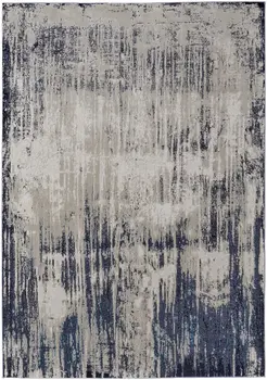 2' X 3' Blue and Ivory Abstract Power Loom Distressed Area Rug