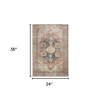 2' X 3' Orange Brown And Taupe Abstract Area Rug