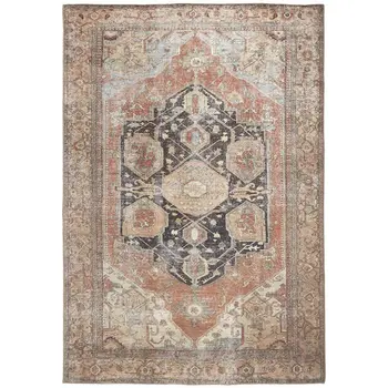 2' X 3' Orange Brown And Taupe Abstract Area Rug