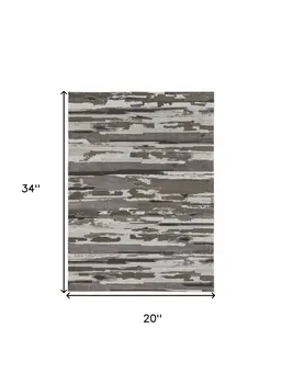 2' X 3' Brown and Ivory Abstract Power Loom Distressed Area Rug