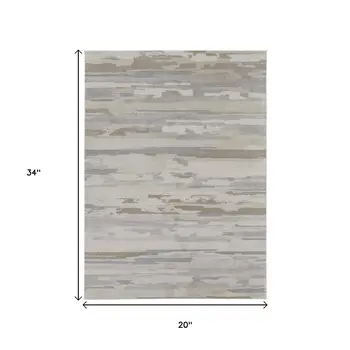 2' X 3' Brown Ivory And Tan Abstract Distressed Area Rug