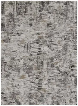 2' X 3' Brown and Ivory Abstract Power Loom Distressed Area Rug