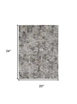 2' X 3' Brown and Ivory Abstract Power Loom Distressed Area Rug
