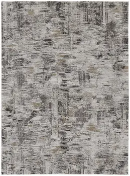 2' X 3' Brown and Ivory Abstract Power Loom Distressed Area Rug