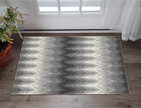 2' X 3' Gray And White Geometric Stain Resistant Area Rug