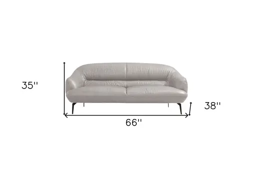 66" Gray And Black Leather Loveseat