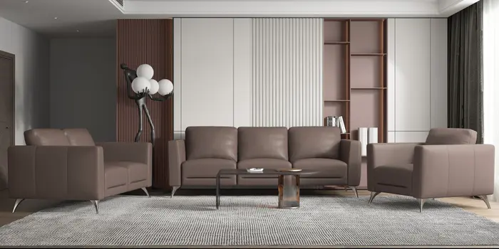 35" Taupe and Black Genuine Leather Arm Chair