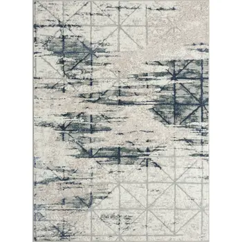 5' X 7' Blue Abstract Stain Resistant Area Rug