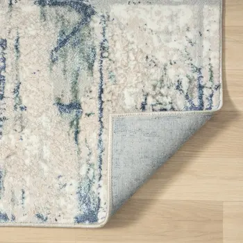 5' X 7' Blue Abstract Stain Resistant Area Rug