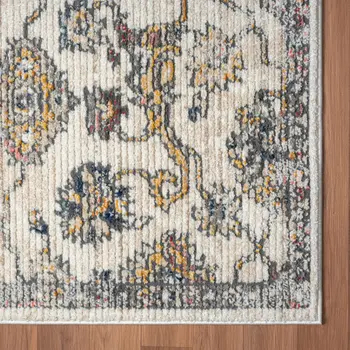 5' X 7' Gray Floral Area Rug
