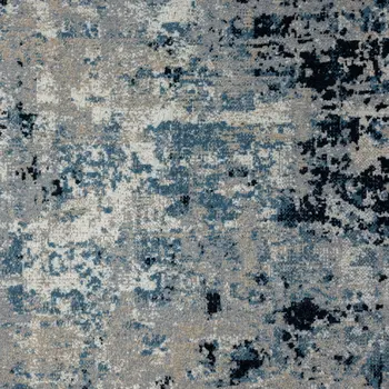 5' X 7' Blue Abstract Distressed Washable Area Rug