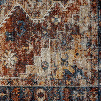 5' X 7' Blue Medallion Distressed Washable Area Rug