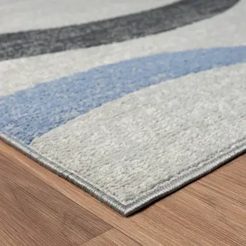 5' X 7' Ivory Blue and Gray Geometric Area Rug