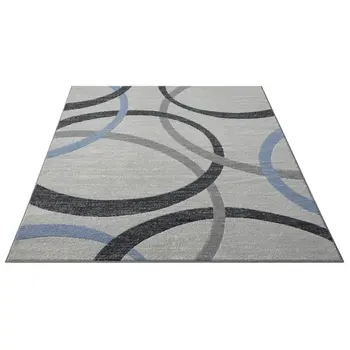 5' X 7' Ivory Blue and Gray Geometric Area Rug