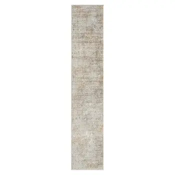 2' X 10' Gray Damask Distressed Runner Rug