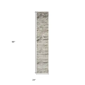 2' X 8' Beige Abstract Distressed Runner Rug