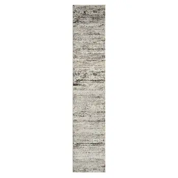 2' X 10' Beige Abstract Distressed Runner Rug