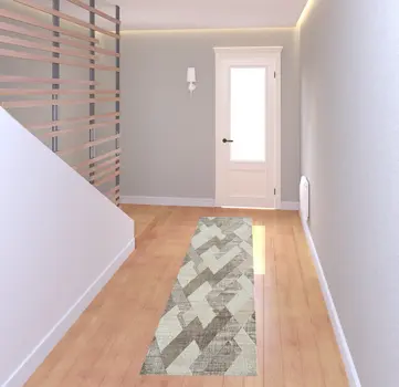 2' X 8' Gray Geometric Runner Rug