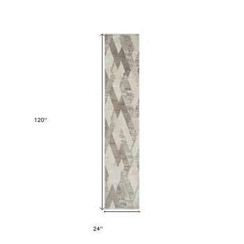 2' X 10' Gray Geometric Runner Rug